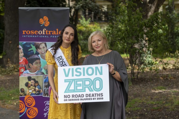 Liz O Donnell promoting Vision Zero road safety campaign and the Rose of Tralee